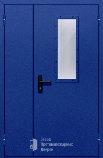 Фото двери «Полуторная со стеклом (синяя)» в Чехову