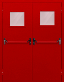 Фото двери «Двупольная со стеклопакетом и антипаникой (красная)» в Чехову