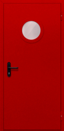 Фото двери «Однопольная с круглым стеклом (красная)» в Чехову