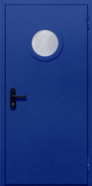 Фото двери «Однопольная с круглым стеклом (синяя)» в Чехову